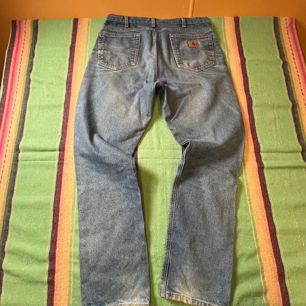 Carhartt Traditional Fit Jeans Mens 34x32 Blue Denim B18 DST Straight Leg Work